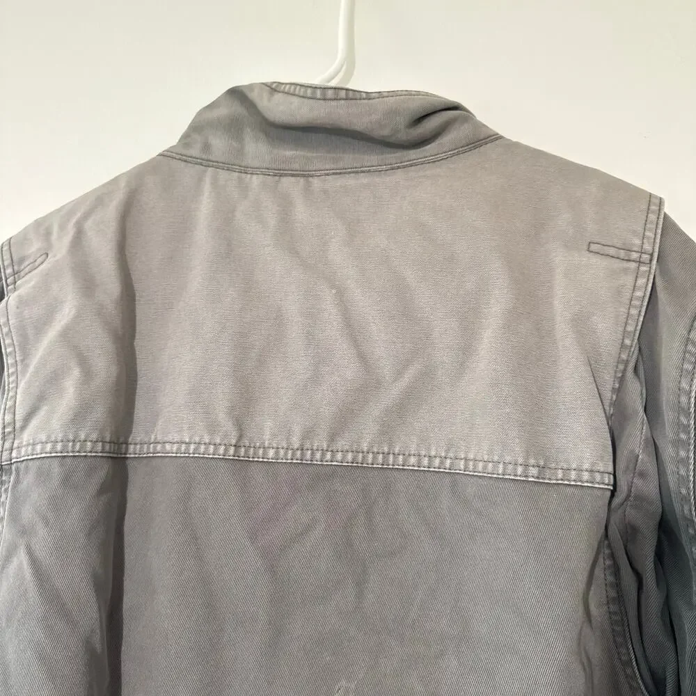L.L.Bean Men's Sherpa Lined Canvas Field Jacket Gray Utility Barn Coat Large